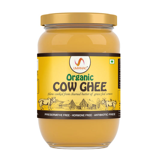 Umanac Organic Cow Ghee | Certified Organic | Sourced from Desi & Healthy Cows | Bilona Method | 100% Pure & Natural | Gluten- Free | Pesticide- Free