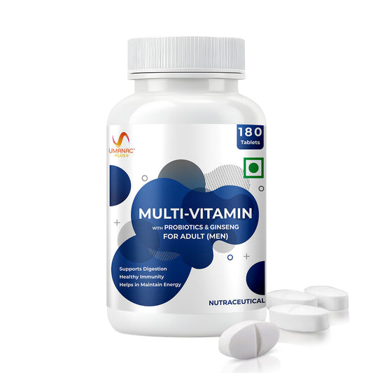 Men’s Multivitamin + Ginseng & Probiotics | Energy, Stamina & Immunity Support | 180 Tabs - Umanac Plus