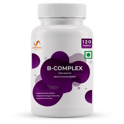 Umanac Plus B Complex Tablets with 8 Essential B Vitamins, 120 Tablets