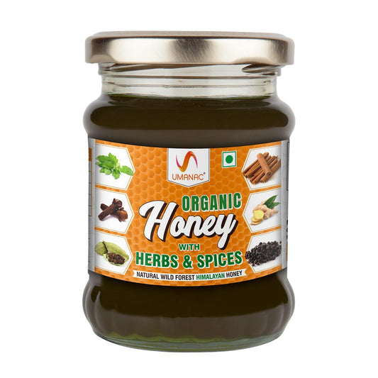 UMANAC Organic Honey with Herbs & Spices | Certified Organic | Wild Himalayan Forest Honey 250gm